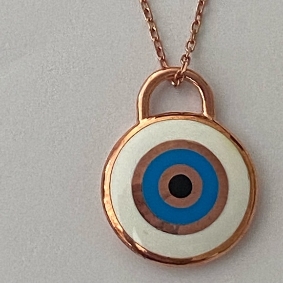 🧿925 Silver blue evil eye hand made art necklace - Picture 5 of 5